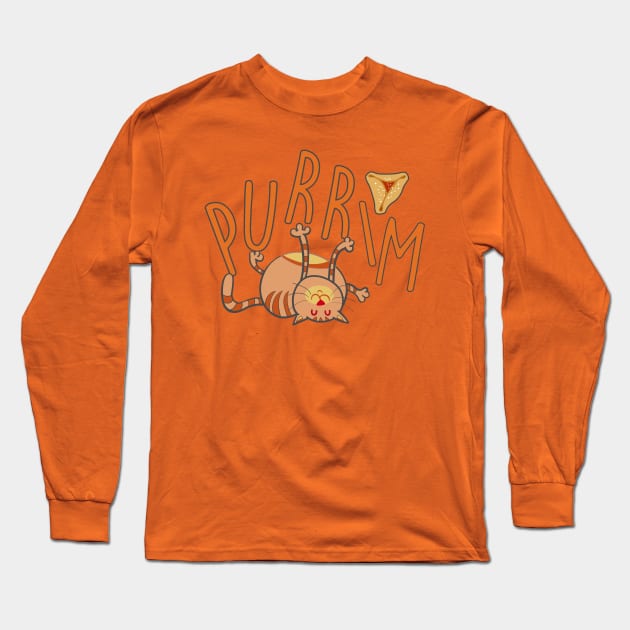 Funny Purim Cat. פורים שמח Long Sleeve T-Shirt by WeThePixels